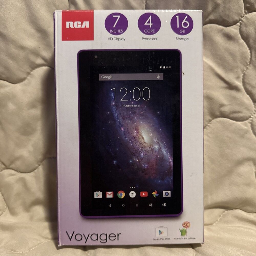 RCA Voyager Tablet 7" 16GB Purple Android 5.0 Quad Core Wi-Fi RCT6773W42B NEW